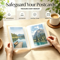 Album de cartes postales écologique avec couverture en paille de blé, 30 pochettes, intérieur en PP imperméable, couverture transparente DIY, porte-cartes photo pour collection