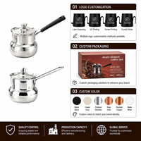 Cezve en gros en forme de tambour, pot à café turc en acier inoxydable 201, 180-1080 ml, poignée en bois, pichet à lait pour café et vente au détail OEM
