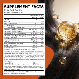 Gummies avancées pour la croissance des cheveux avec vitamine A et biotine – Complément alimentaire favorisant des cheveux plus épais et plus volumineux – Gummies pour la croissance capillaire - Product Image 2