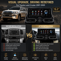 Écran de navigation HD Android RoadNavi 12,3 pouces pour Toyota Land Cruiser 2007-2020 Lecteur multimédia CarPlay sans fil GPS