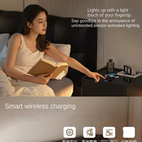 Table de chevet intelligente minimaliste moderne avec coffre-fort en acier dissimulé et chargeur sans fil