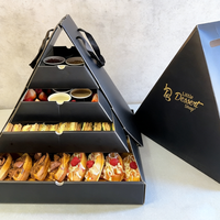 Individuell Bedruckte To-Go Pyramidenbox für Kuchen, Desserts, Lebensmittel, Snackplatten, Pyramidenförmige Kartonbox zum Teilen