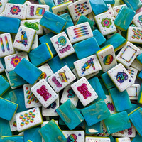 Meilleures ventes : Ensemble de tuiles de Mahjong américain bleu, édition classique de luxe 90e anniversaire, pour fêtes en plein air et jeux de rue, OEM