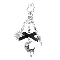 Article Tendance : Pendentif de Sac Rétro Chic avec Perles CCB, Croix, Étoile, Chauve-souris, Lune et Nœud en Argent