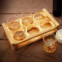 Porte-boissons universel pour serveur de whisky, support de Six verres, plateau de bière rustique pour la maison et les Bars, plateau de service de Bar en bois