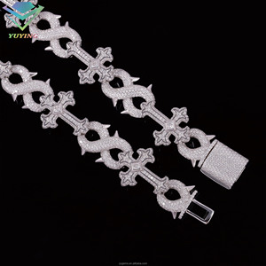 VVS moissanite GRA certificate 925 silver 18K gold plated brilliant cut <b>iced</b> <b>out</b> cross <b>chain</b> hiphop fashion bracelet/necklace - Product Image 3