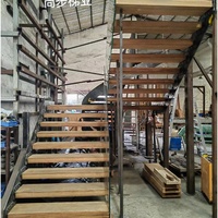 Amerikanische Eiche Holz profil Treppe Holztreppe Gerade Treppe Schwimmende Stufen Versteckte Stringer Innentreppe