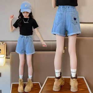 Abbigliamento all'Ingrosso per Bambine 2-10 Anni, <span class=keywords><strong>Pantaloncini</strong></span> Estivi in Denim Casual per Bambine, Shorts in Cotone con Elastico in Vita - Product Image 4
