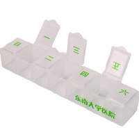 Pilulier en plastique 7 jours avec logo personnalisé Organisateur porte-tablette hebdomadaire 7 compartiments avec étui à médicaments avec logo personnalisé