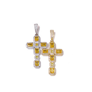 Custom 925 Sterling Silver Emerald Cut Moissanite Cross Pendant <b>Iced</b> <b>Out</b> Hip Hop Jewelry Real Gold Plated Pave Setting Bling Cha - Product Image 3