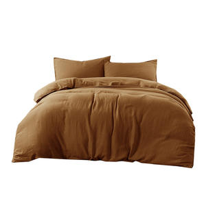 Estilo nórdico de algodón y lino 4 piezas Textiles para el hogar Naranja Color sólido Ropa de <span class=keywords><strong>cama</strong></span> Juego de <span class=keywords><strong>cama</strong></span> de lino belga - Product Image 2