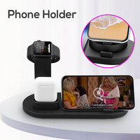 Chargeur sans fil magnétique pliable 3 en 1, support de charge rapide avec lumière LED 15W pour iPhone, Samsung, montre mobile, écouteurs