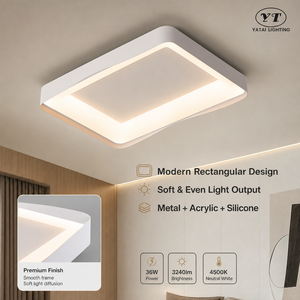 Modern Square Led <b>Ceiling</b> <b>Light</b> Surface Mount Remote Control Dimmable Acrylic Iron For Living Room Bedroom <b>Office</b> - Product Image 2