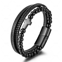 Bracelet en cuir pour homme Real U avec fermoir en acier inoxydable et agate naturelle, bijou de mode en pierre naturelle de qualité, Acero Inoxidable 316L Joyeria