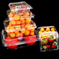 Gestapelde Wegwerp Doorzichtige Pet/Pla-Voedselcontainer Verdikte Plastic Clamshell Fruitverpakkingsdoos Met Scharnierend Deksel