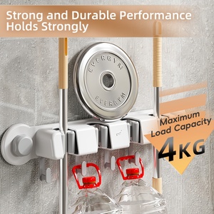 Treo Tường Kim Loại Lau Và Chổi Tổ Chức Giá Với Nhiều Móc Không Có Đấm Tường Lưu Trữ Kệ Cho Nhà Để Xe Sử Dụng - Product Image 3