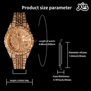 진짜 금 IPS 나노 진공 도금 풀 크리스탈 다이아몬드 여성용 시계 럭셔리 시티즌 무브먼트 스테인리스 스틸 밴드 9mm 케이스 아날로그 - Product Image 2
