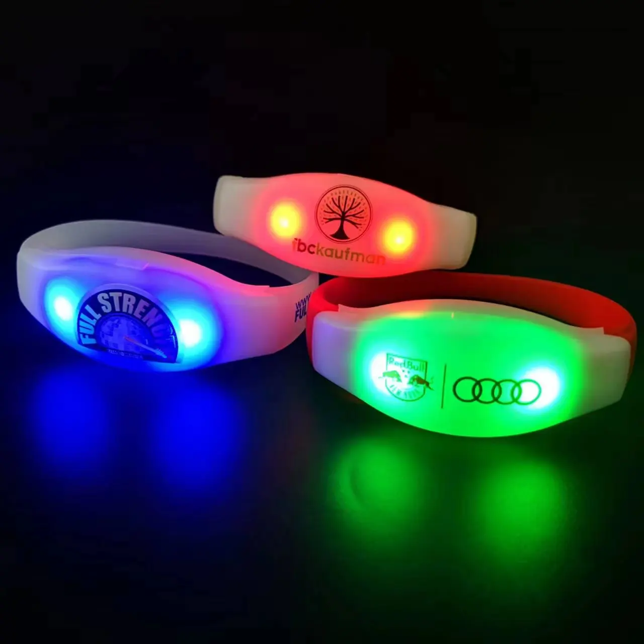 Hot Sale Custom Logo Flashing Remote LED bracelet Control DMX, Nylon LED Light Wristband DMX Radio Controlled led bracelets