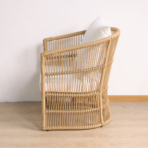 كرسي فندقي فاخر من الخيزران للاستخدام الخارجي، مجموعة كراسي استرخاء متينة مقاومة للماء من الراتان، أثاث حدائق - Product Image 5