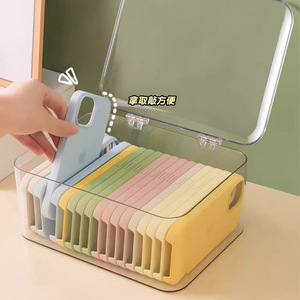 Phone Case <b>Storage</b> <b>Box</b> With Lid Transparent <b>Stackable</b> Desktop Organizer For Mobile Phone Cases - Product Image 1