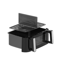 Friteuse à air électrique moderne en plastique à double panier, sans huile, sans fumée, antiadhésive, avec fenêtre de visualisation et écran tactile LED