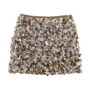 Minifalda de lentejuelas de gasa transpirable informal de verano para mujer europea americana diseño de línea A 100% poliéster - Product Image 3