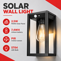 Lampe murale LED solaire durable IP65 3000K avec capteur de mouvement PIR extérieur et batterie au lithium 7,4 Wh, garantie 2 ans