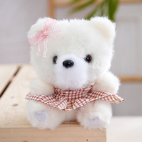 Porte-clés Ours en Peluche Adorable avec Robe à Carreaux, Breloques en Peluche pour Sac, Jouet en Peluche Ours en Corde Tressée, Cadeau