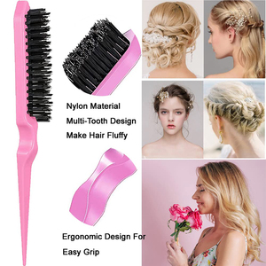 10 pièces ensemble de peignes de coiffure taquiner ensemble de brosses à cheveux outils de coiffure à <span class=keywords><strong>boucle</strong></span> en plastique et peigne à queue de rat avec pinces à cheveux - Product Image 2