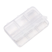 Boîte de rangement pour ongles à 6 compartiments, vide, en acrylique, pour poudres de manucure, perles, pierres précieuses, strass, bijoux d'ongles, boîte vide pour DIY ongles