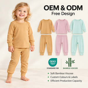 Bebek ve yürümeye başlayan çocuklar için bambu viskon pijama takımı, uzun kollu üst ve eşofman altı, 6 ay-6 yaş bambu çocuk giyim seti - Product Image 1