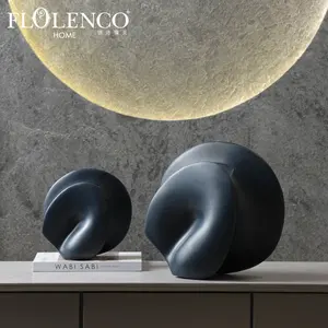 Флоленко домашний декор абстрактный дизайн Цветочная ваза из смолы искусственный камень минималистский черный декор смолы вазы