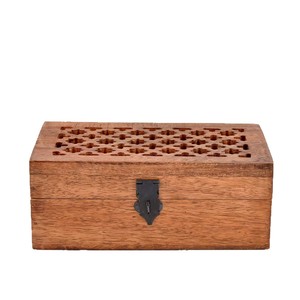Chinese Style Hollowed Out Wooden Jewelry Box Rectangle Retro <b>Storage</b> With Metal Clasp For Jewelry Organization - Product Image 1