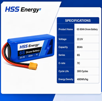 Paket Baterai Lithium Ion 22.2V 80Ah 400Wh/kg untuk Drone Industri, Detektor Drone, dan Drone VTOL
