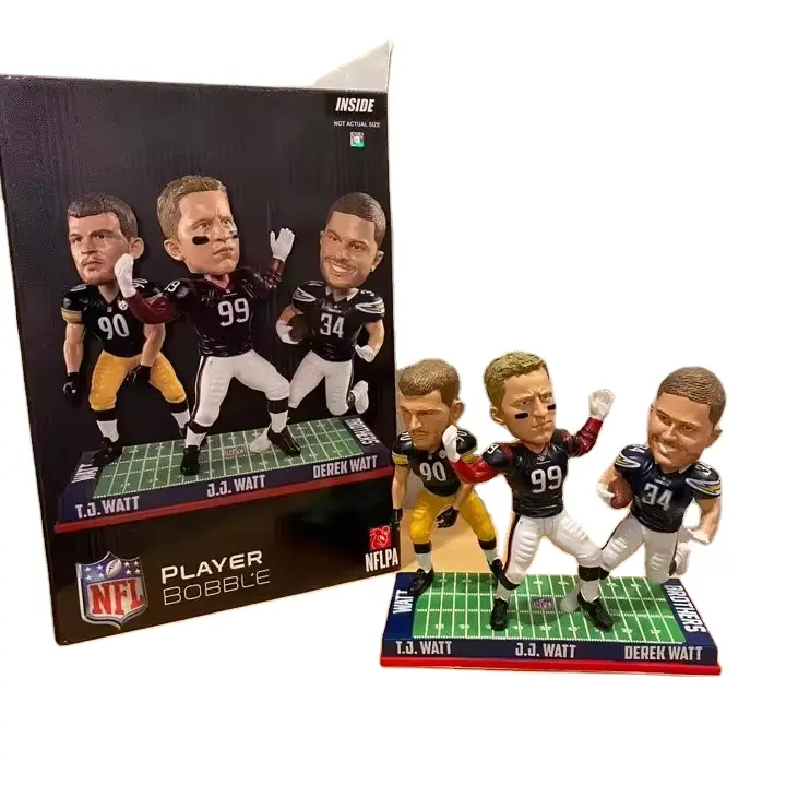ODM OEM ห้องเกมแสดงกระเบื้องเต็มรูปแบบตุ๊กตา bobblehead งานฝีมือเรซิน NFL ร้านค้ากีฬาอเมริกันฟุตบอลตุ๊กตา bobblehead ของขวัญ