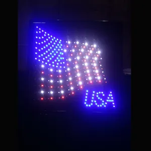 Dekorative Neuheit LED USA Flagge Zeichen für Wand Decor Mann Cave Nass Bar Zubehör (19 "L x 19" W x 1 "H)