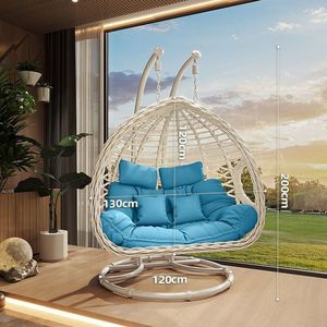 Sillón Colgante de Mimbre Romántico Moderno Minimalista 2026, Hamaca Columpio <span class=keywords><strong>para</strong></span> Balcón, Exterior, Interior, Cama Perezosa <span class=keywords><strong>para</strong></span> Adultos, 2 Plazas - Product Image 3