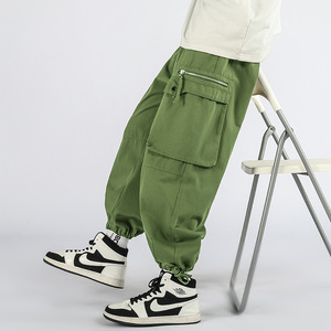 <span class=keywords><strong>Pantaloni</strong></span> Cargo Vintage da Uomo, Vestibilità Ampia, Stile High Street, 100% Cotone, Elastico in Vita, Orlo Regolabile con Laccetti, <span class=keywords><strong>Pantaloni</strong></span> da Lavoro Utility - Product Image 1