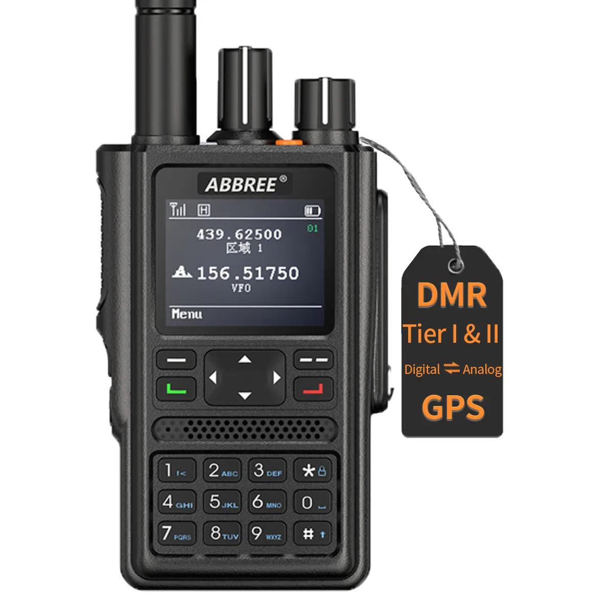 ABBREE DM-F8 UHF VHFDMRデジタルアナログウォーキートーキーハムラジオGPSAPRS録音レンジ機能双方向ラジオアマチュア