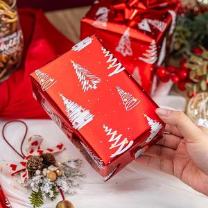 Red Christmas Wrapping Paper 17 In X 32.8 Ft Tree Design Single Side Coated Gift <b>Wrap</b> For Holiday Crafting Recyclable - Product Image 3