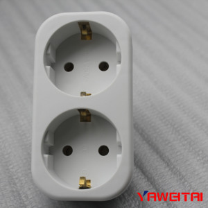 YW-7382 Ổ Cắm Điện Gắn Tường Châu Âu Ổ Cắm <span class=keywords><strong>1</strong></span> Đến <span class=keywords><strong>2</strong></span> Schuko Bộ Chuyển Đổi Du Lịch EU Có Nối Đất - Product Image 2