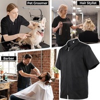 Vente chaude : Blouse de coiffeur personnalisée avec logo, légère, résistante à l'eau, avec poches, fermeture éclair, pour adultes, hommes et femmes
