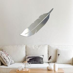 1PC Autocollant mural 3D en forme de plume, miroir, pour salon, décoration artistique, autocollant en vinyle, autocollant acrylique, décoration murale - Product Image 3
