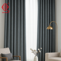 Tissu de rideau occultant de haute qualité, léger, ignifuge, 340 g/m², aspect lin, teint, avec dos satiné, pour la maison et le salon