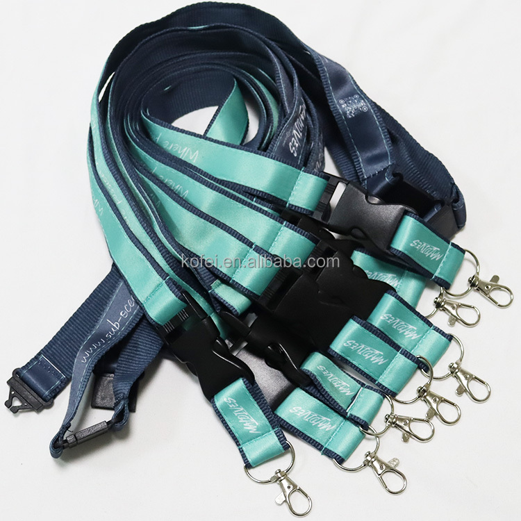 Custom Satin Woven Breakaway Sublimation Keychain Lanyards With Logo Custom Polyester Double Layer Satin Lanyard