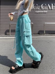 High Quality <strong>Women</strong> <strong>Cargo</strong> Pants Drawstring Big Pockets Straight <strong>Trousers</strong> Female Loose Jogger Pants - Product Image 6