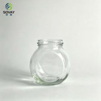 Stoples Kaca Transparan Bulat Kapasitas Sedang-Kecil 230ml untuk Selai, Marmalade, Acar, Pengemasan Makanan Buatan Tangan DIY