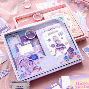 Ensemble de papeterie scolaire coloré et mignon à motifs de dessins animés, avec diverses configurations, comprenant un carnet et un coffret cadeau - Product Image 3