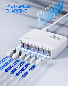 <span class=keywords><strong>Station</strong></span> <span class=keywords><strong>de</strong></span> <span class=keywords><strong>charge</strong></span> USB C 6 ports 130W pour plusieurs appareils, chargeur <span class=keywords><strong>de</strong></span> bureau <span class=keywords><strong>multi</strong></span>-téléphones pour iPhone, montre connectée, compatible PD 3.0 - Product Image 5