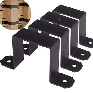 Supports de poteaux de clôture réglables en acier noir avec attaches de <span class=keywords><strong>poteau</strong></span> à sangle, épaisseur 5 mm, revêtement poudré pour poteaux décoratifs extérieurs - Product Image 1